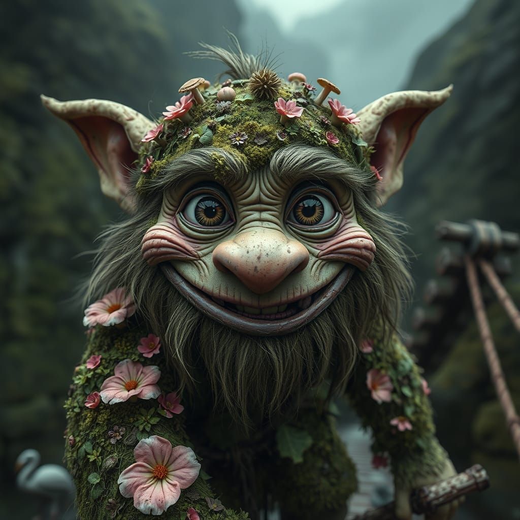 Hyperrealistic Troll Portrait in Noir Style