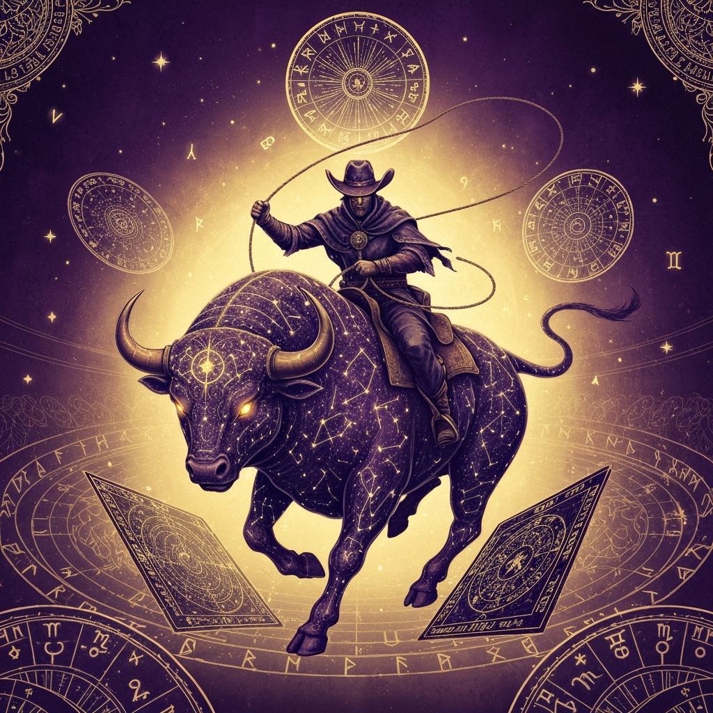 Mystic Cowboy Rides Constellation Bull in Astral Arena