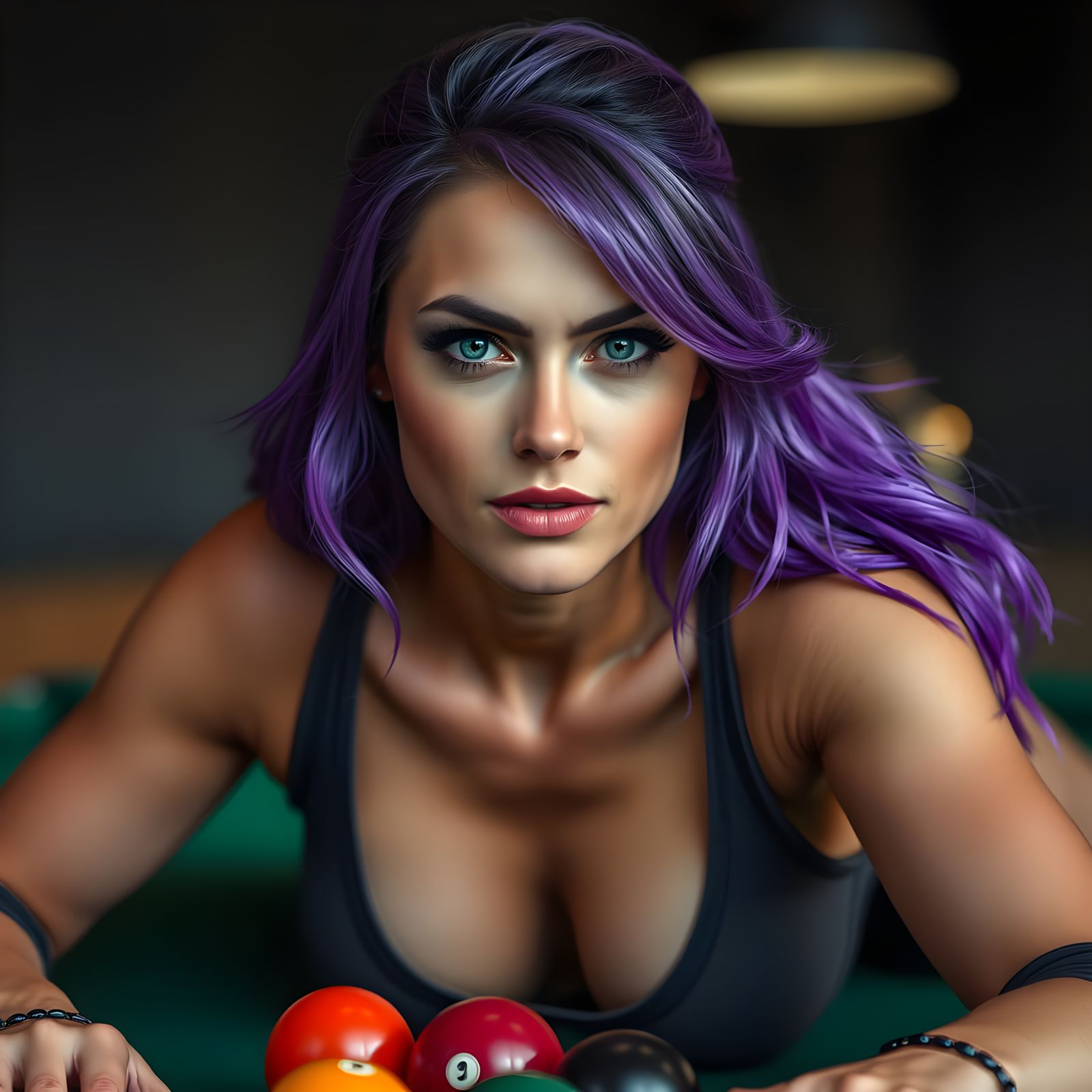 Attractive Woman with Violet Hair in Unreal Engine 5