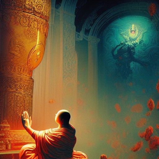 Buddha achieving nirvana