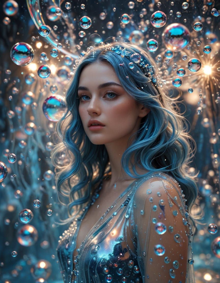 Surreal Goddess in Iridescent Dreamscapes