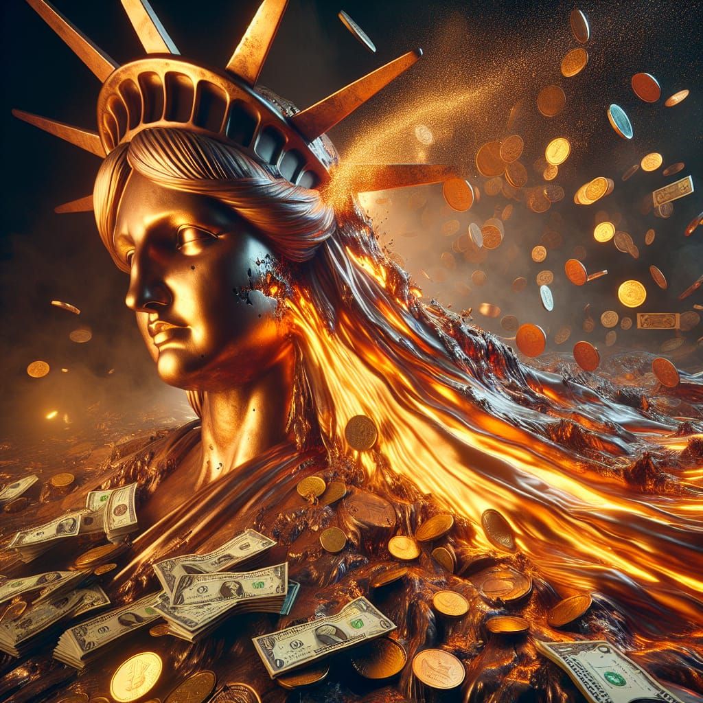 Statue of Liberty Melts Into Gold: Financial Downfall