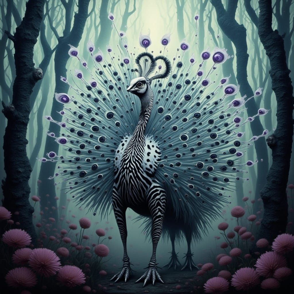 Psychedelic Zebra Punk Peacock Unfolds