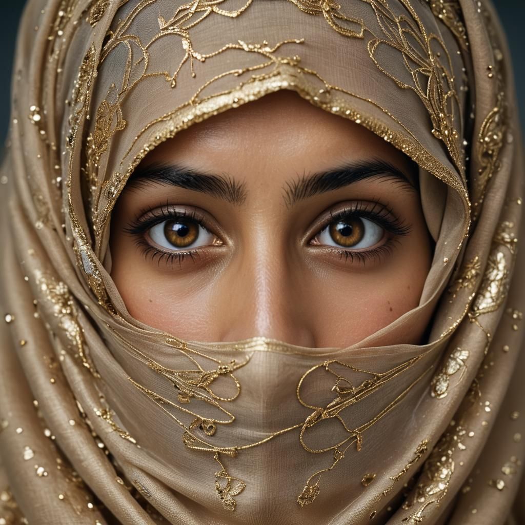 Afghan Woman in Niqab: High-Fashion Close-Up Portrait
