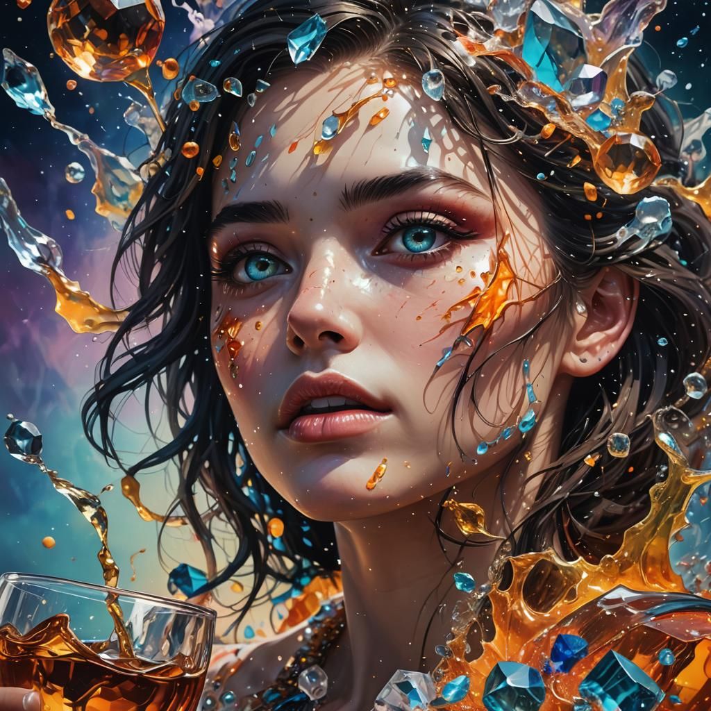 Hyperrealistic Face with Dramatic Lighting in Splash Art