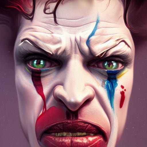 Detailed Portrait of a Crying Clown
