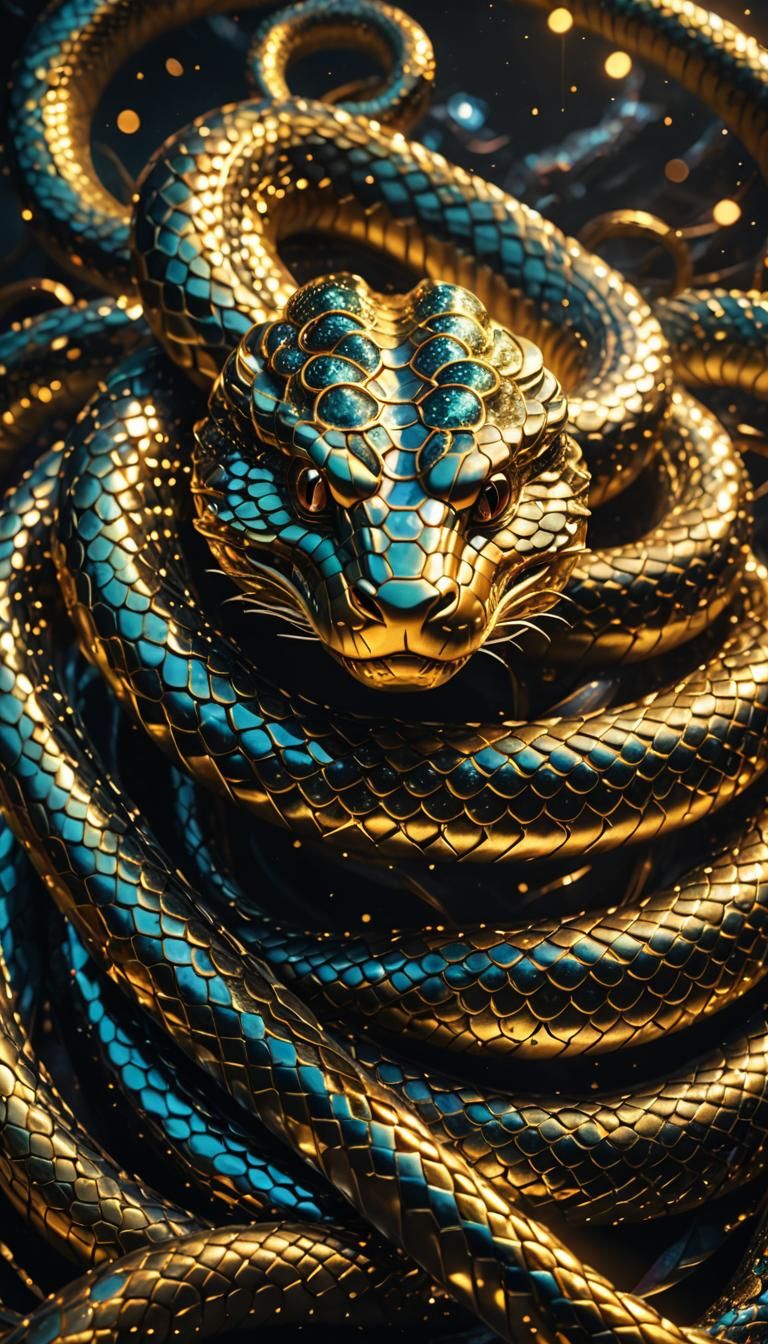 Snake God in Glittering 3D Render