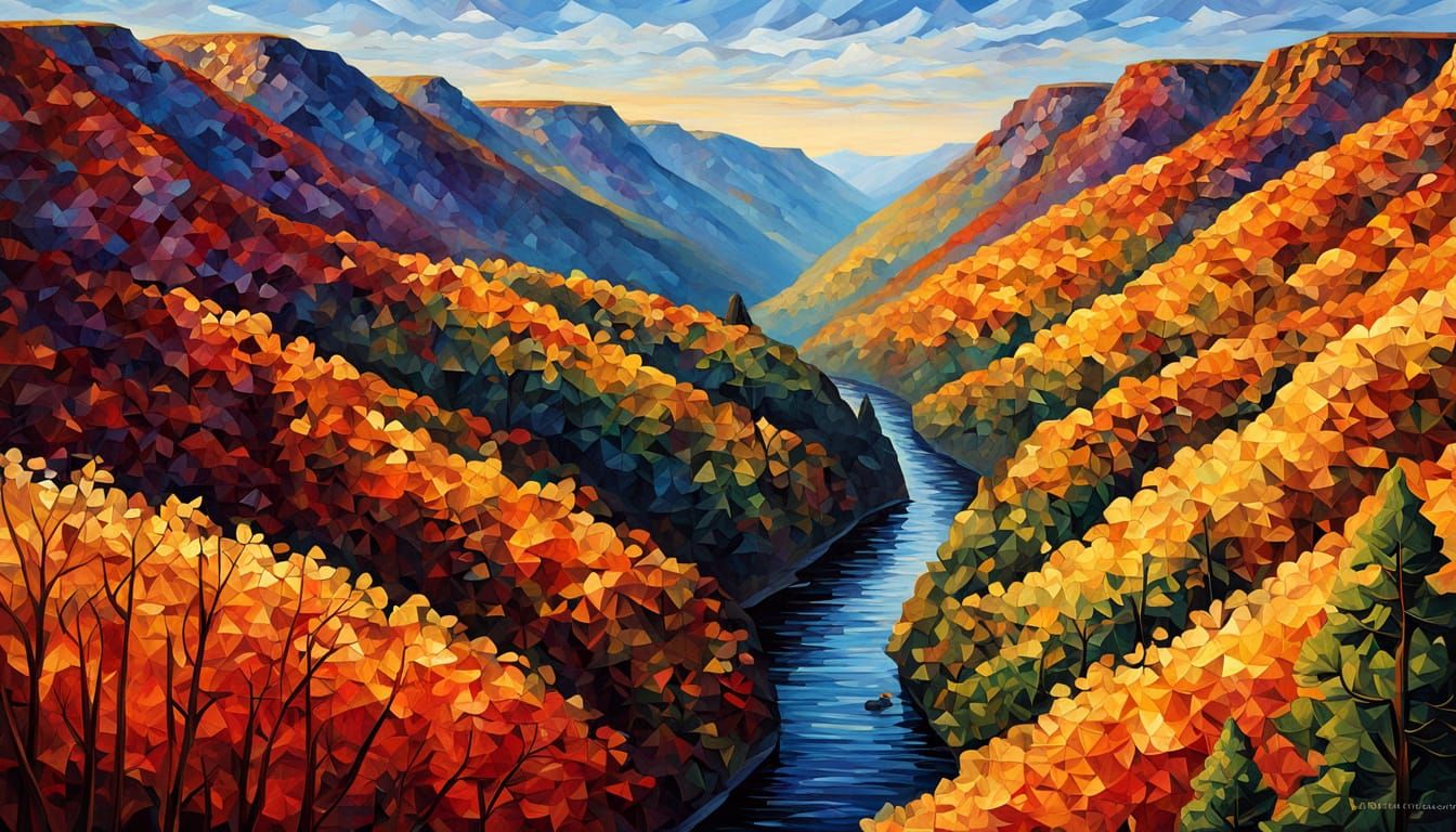 Autumn Canyon Landscape with Ominous Atmosphere