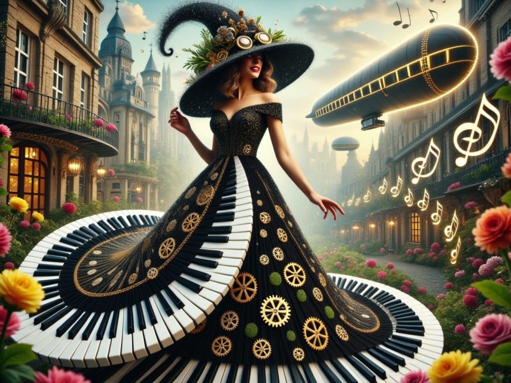 Steampunk Goddess in Elegantly Cogged Victorian Garb