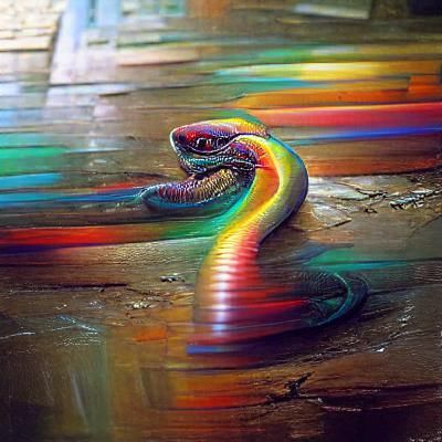 Rainbow Serpent in Oil Painting Style