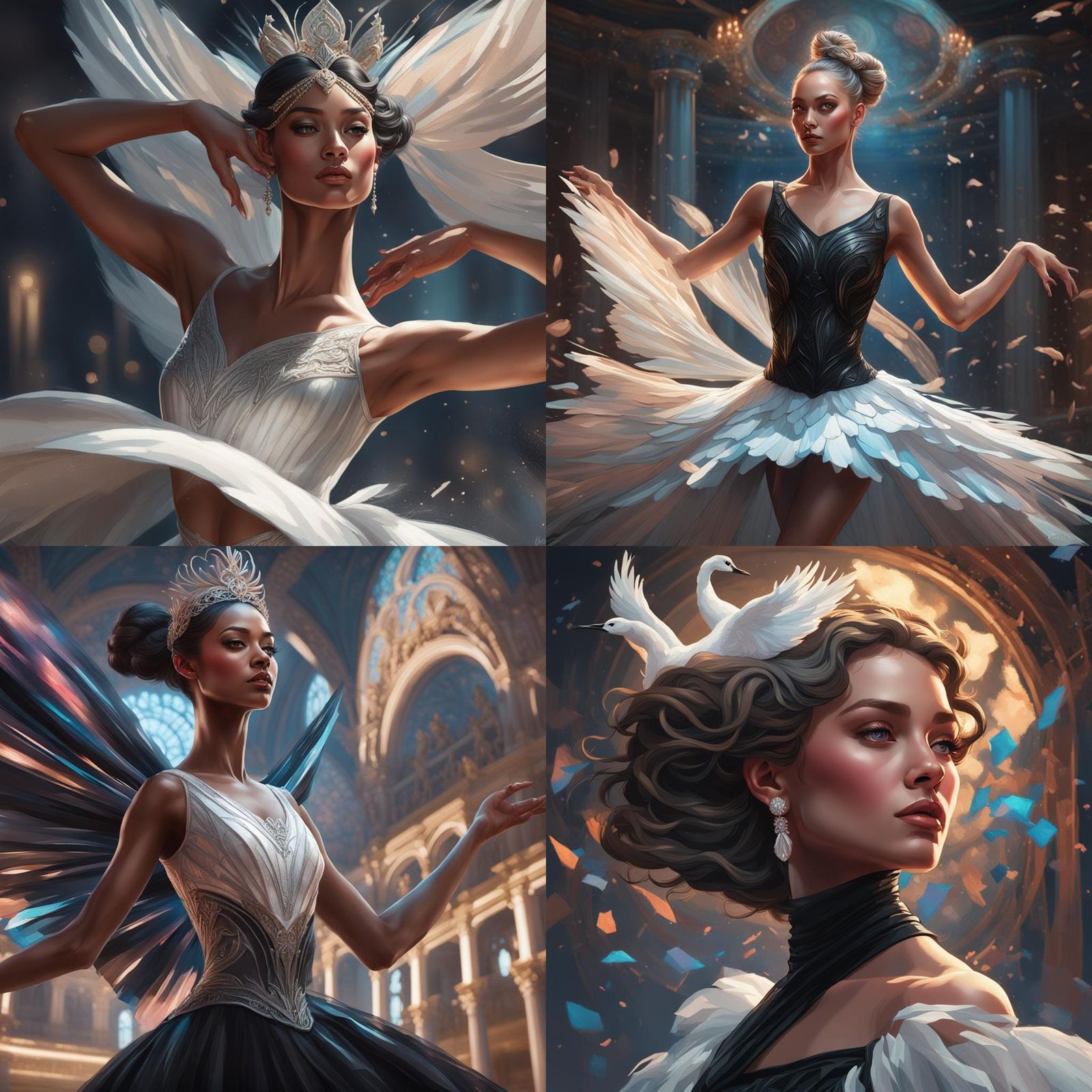 Ballerina and Swan: Hyperdetailed Concept Art