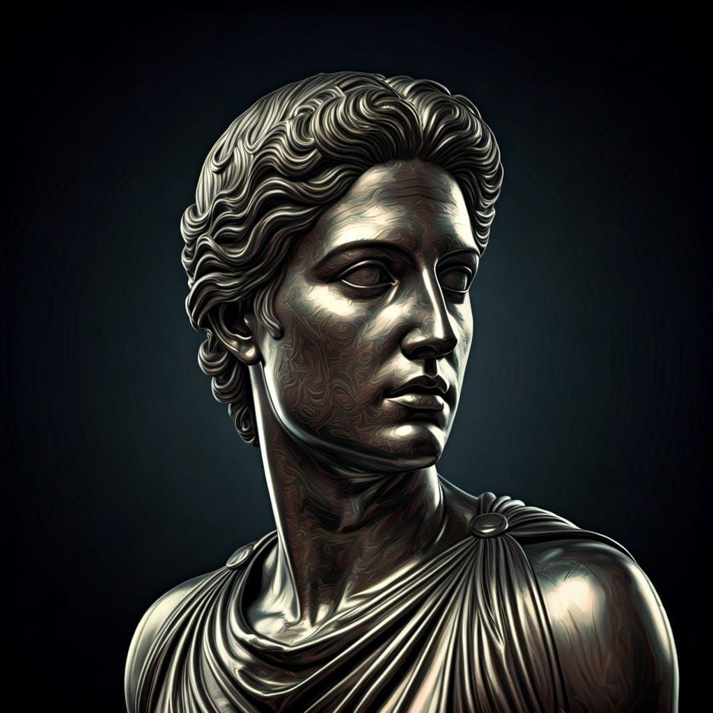 Silver Greek Statue in Metallic Finish