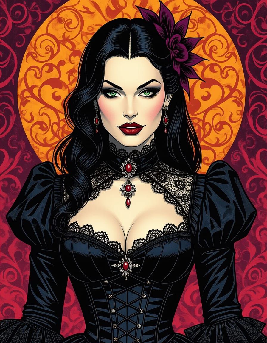 Gothic Vampire in Victorian Attire