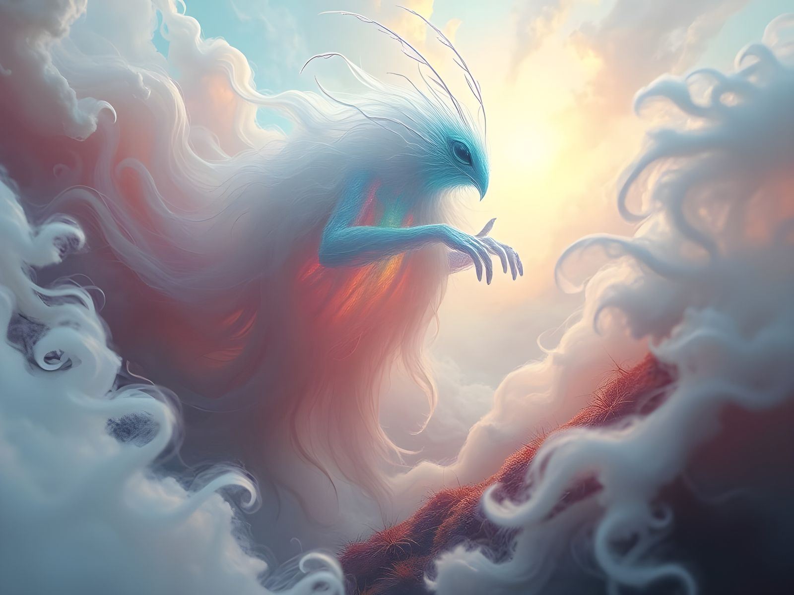 Surreal Landscape with Iridescent Being