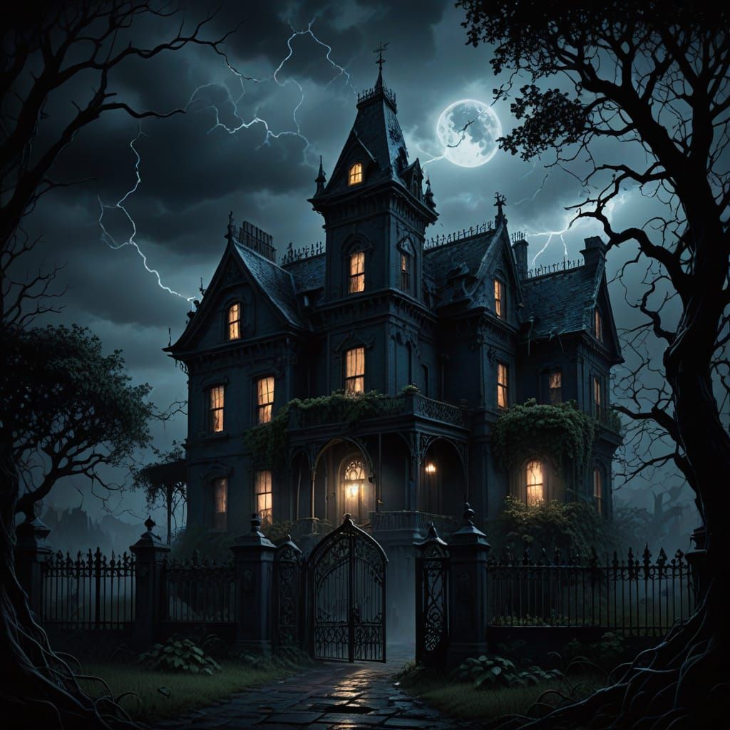 Midnight Mansion in Dark Fantasy Style