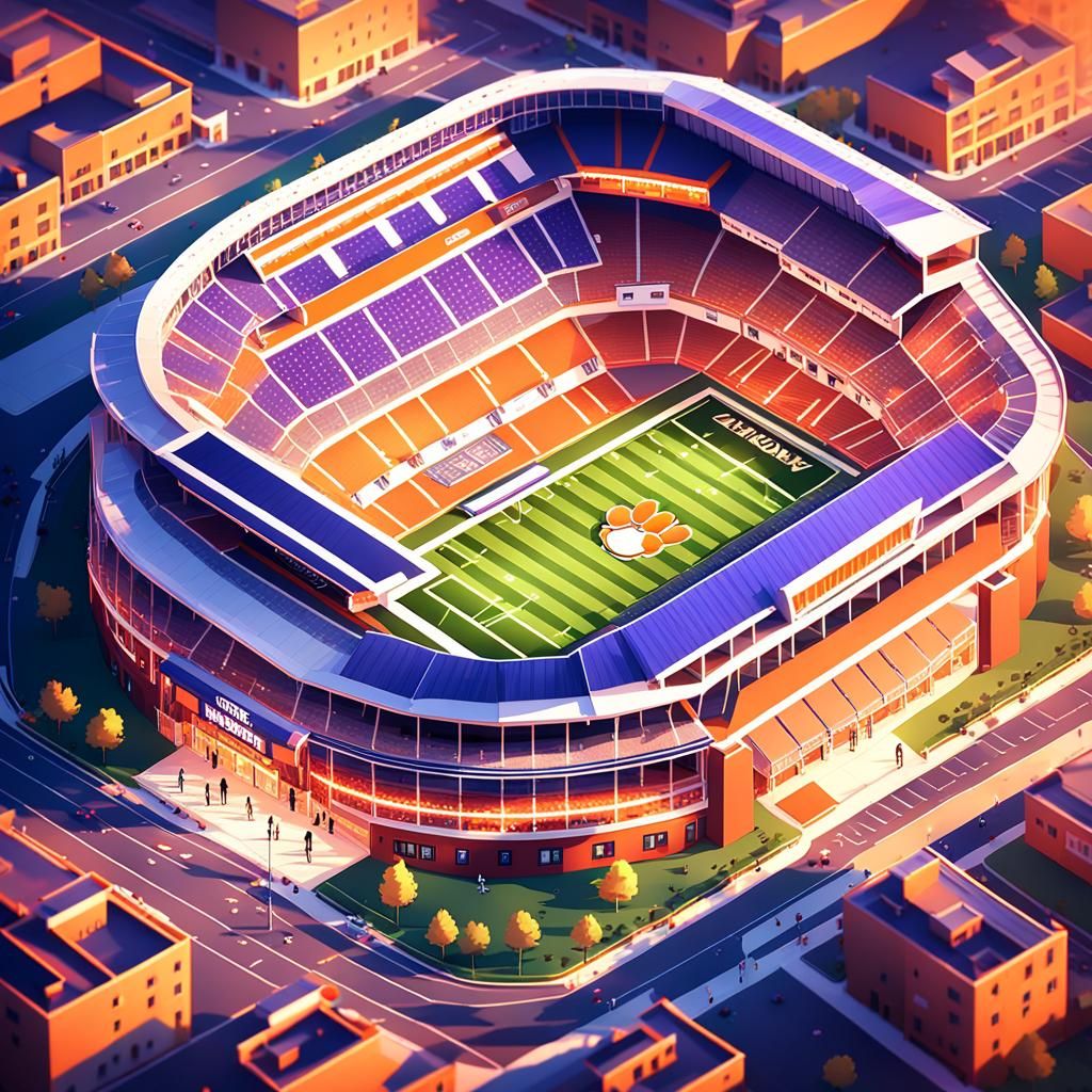 Clemson Tigers Stadium Concept Art in Anime Style