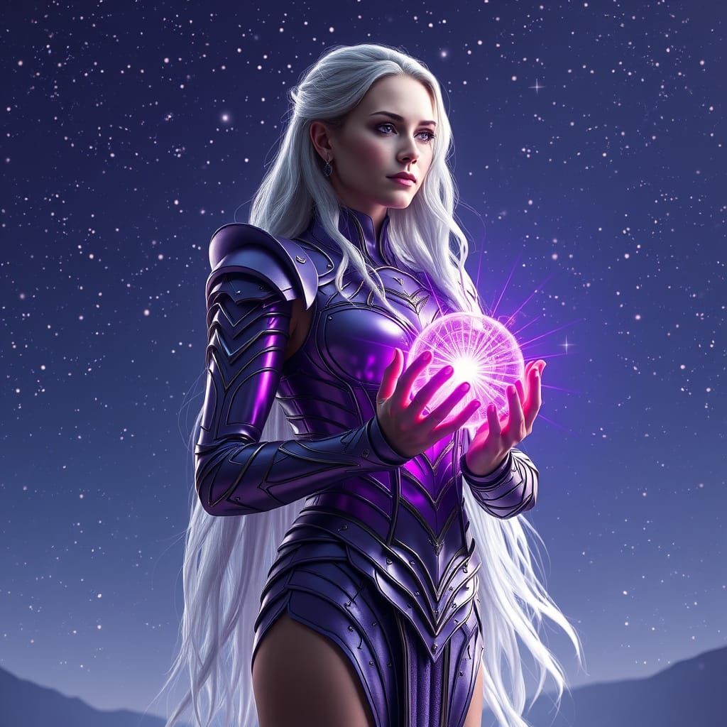 female warrior in purple