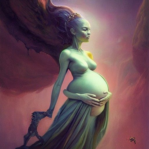Pregnant Insect Princess in Fantasy Art Style