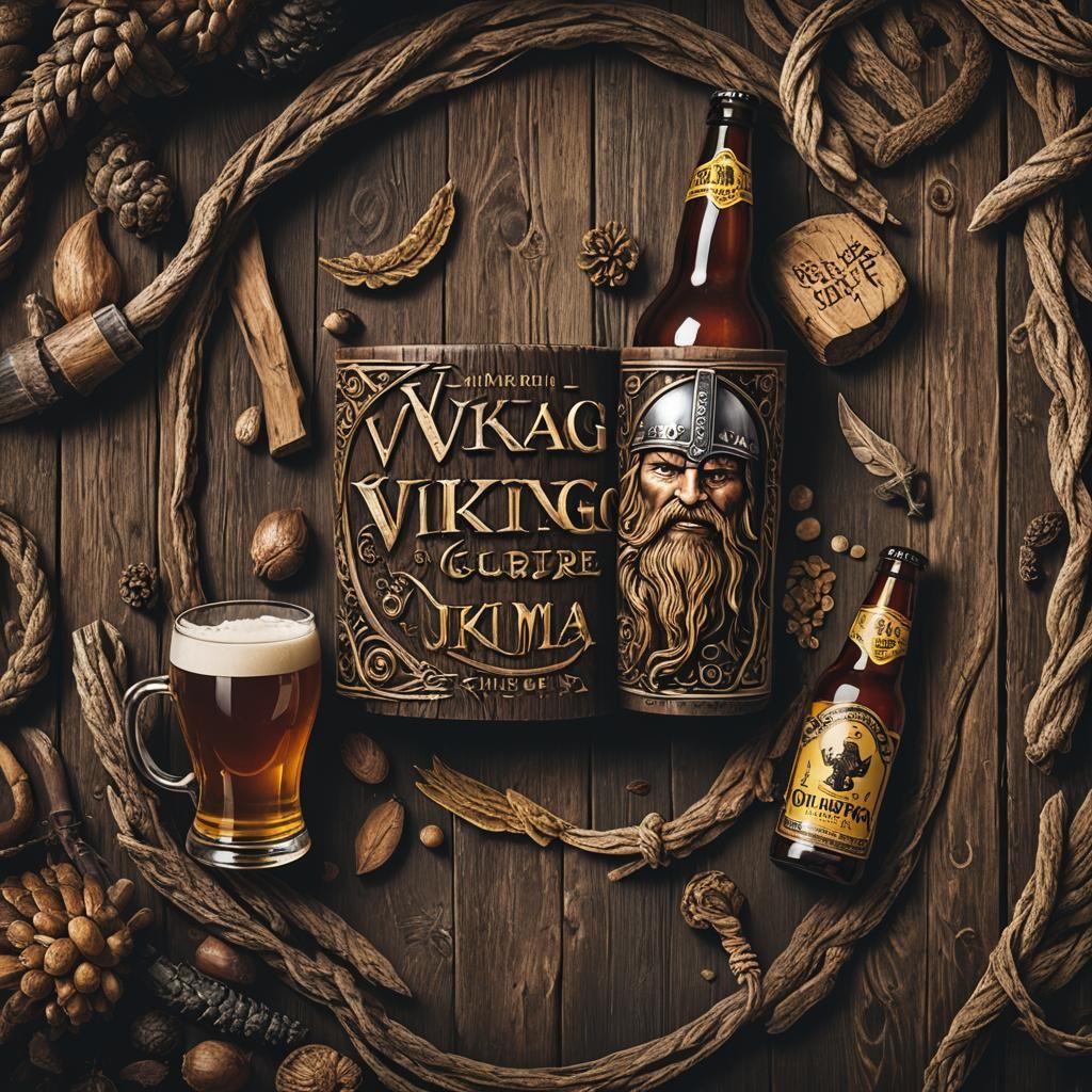 Vikings Beer Label with Viking Warrior