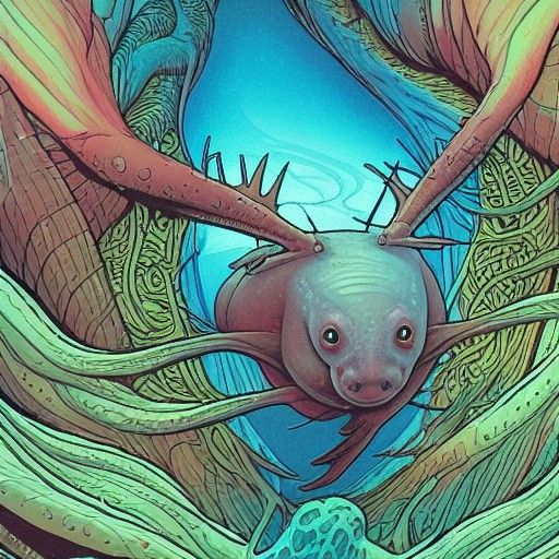 Axolotl in Comic Book Style