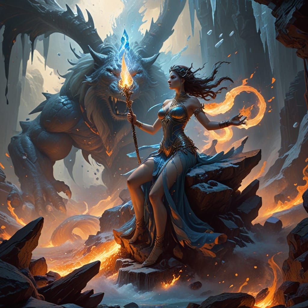 Elemental Goddess Commands Fire and Ice