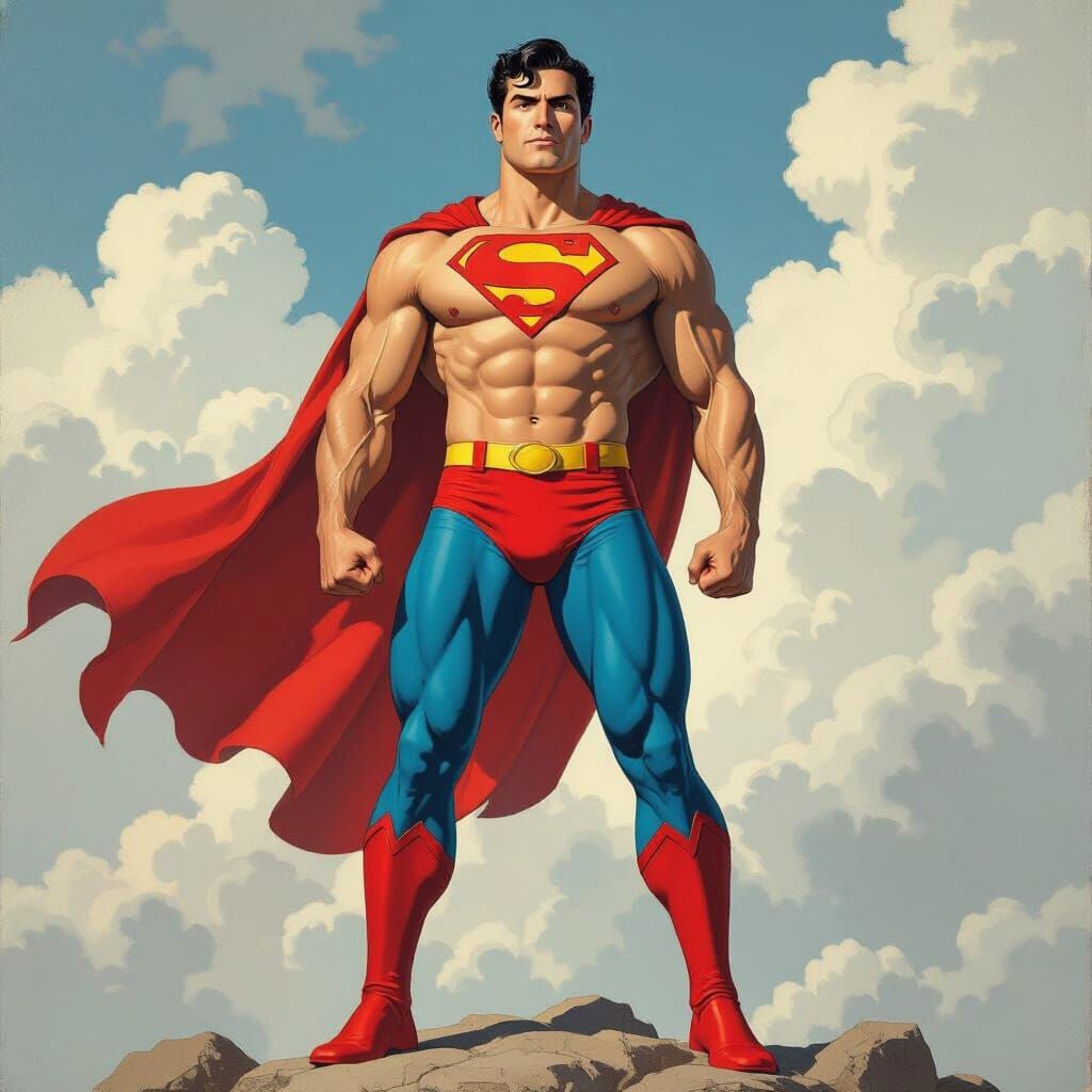 Superman Portrait in the Style of Comic Book Art