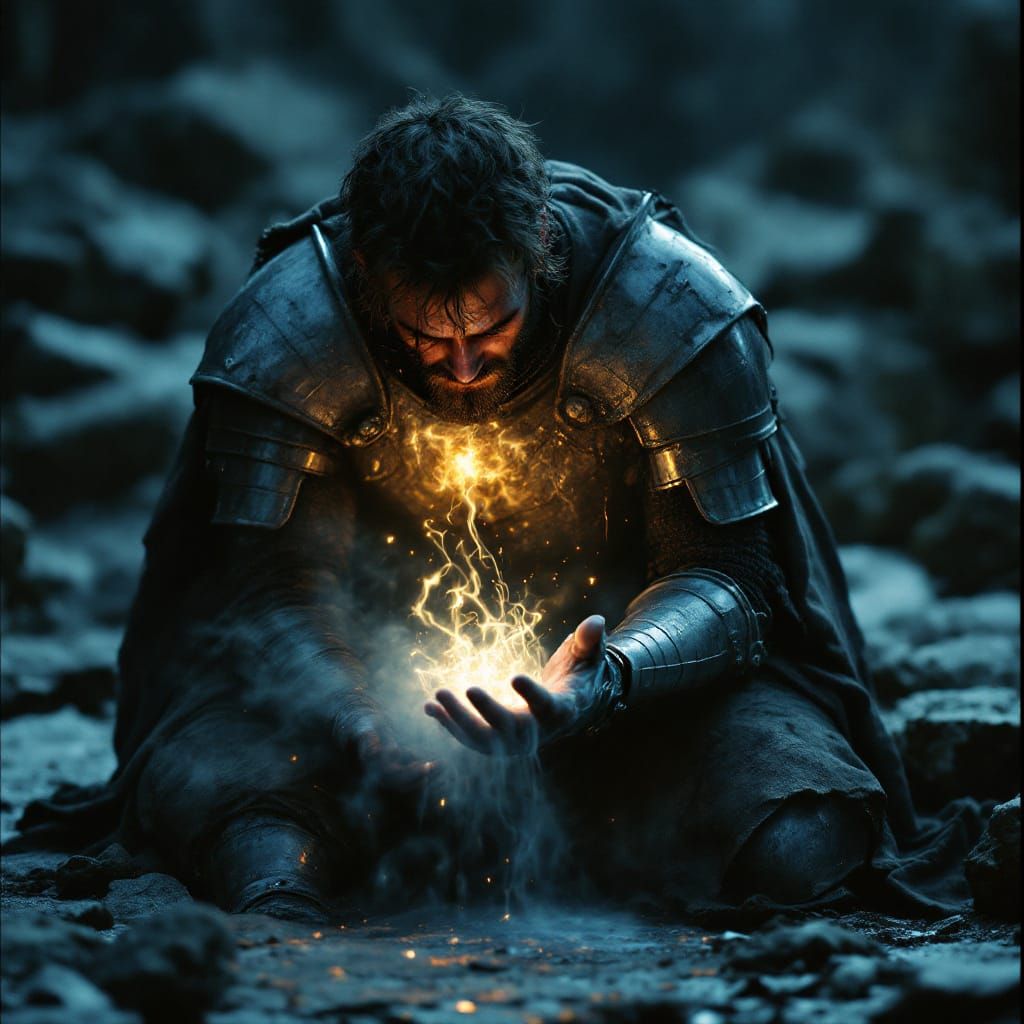 Knight's Ethereal Soul Escaping Body in Film Still