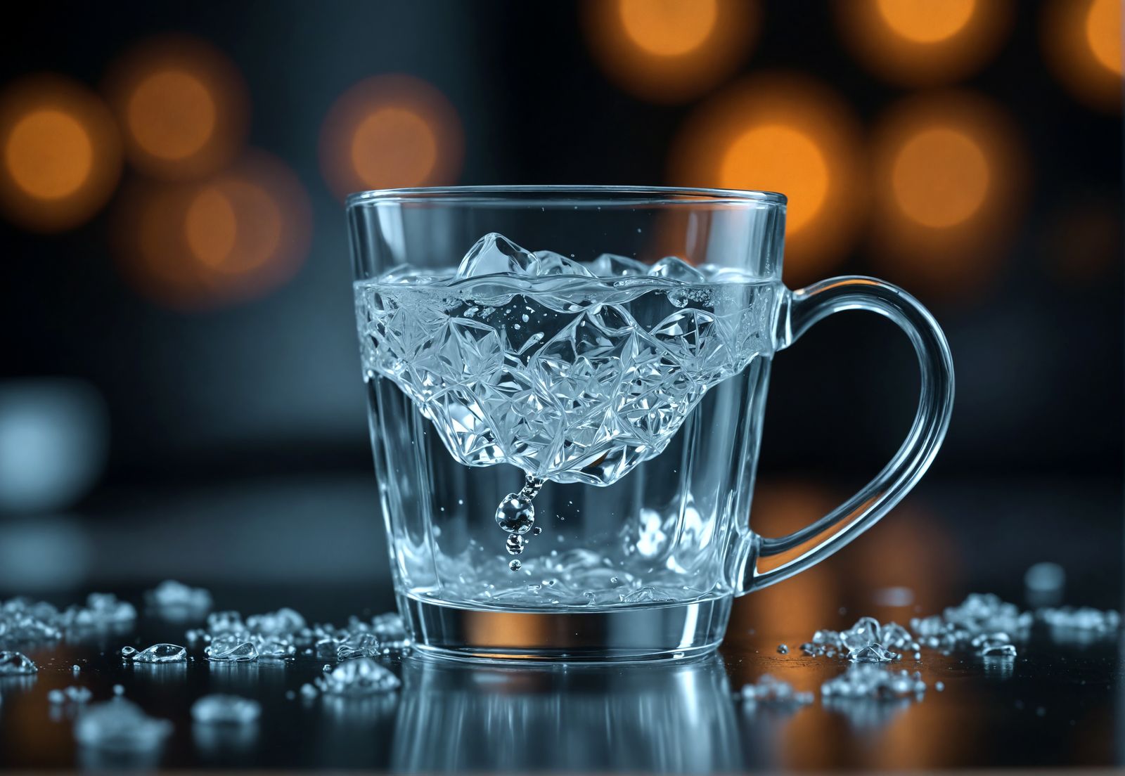 Hyperrealistic Glass of Cold Water in HDR