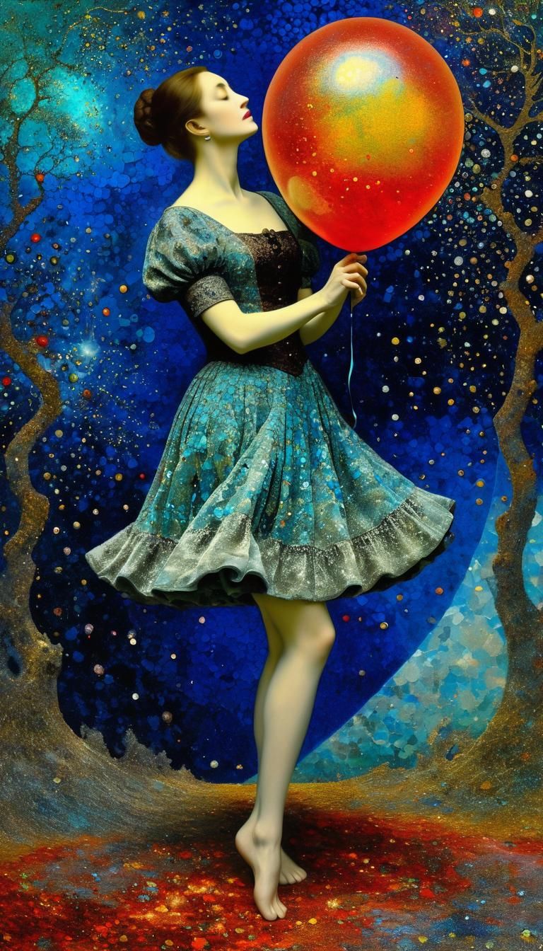 Surreal Dance with Bone Fingers, in Grisaille Style