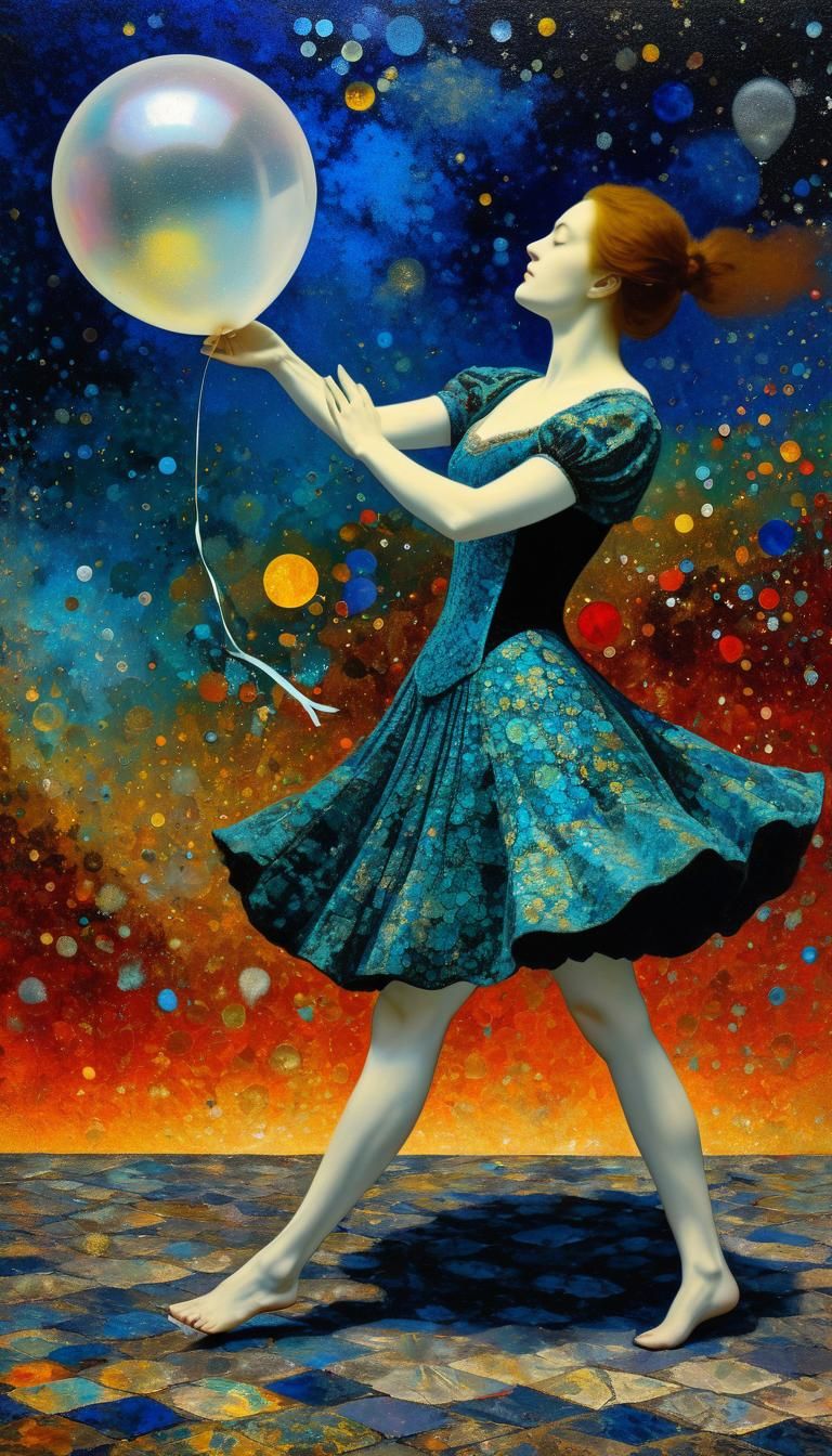 Surreal Barefoot Dancer in Antiqued Photoillustration