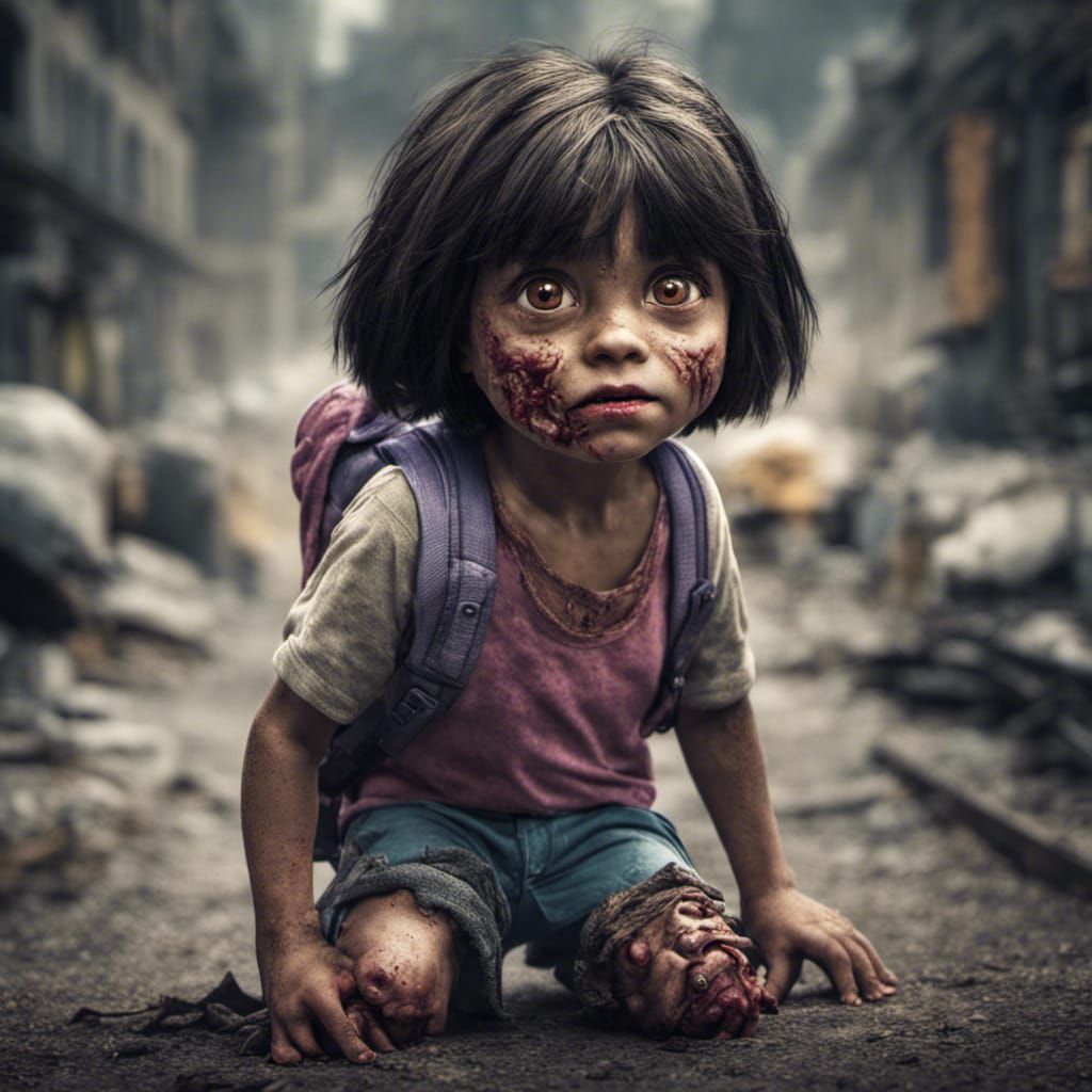 Hyperrealistic Zombie Dora the Explorer in HDR