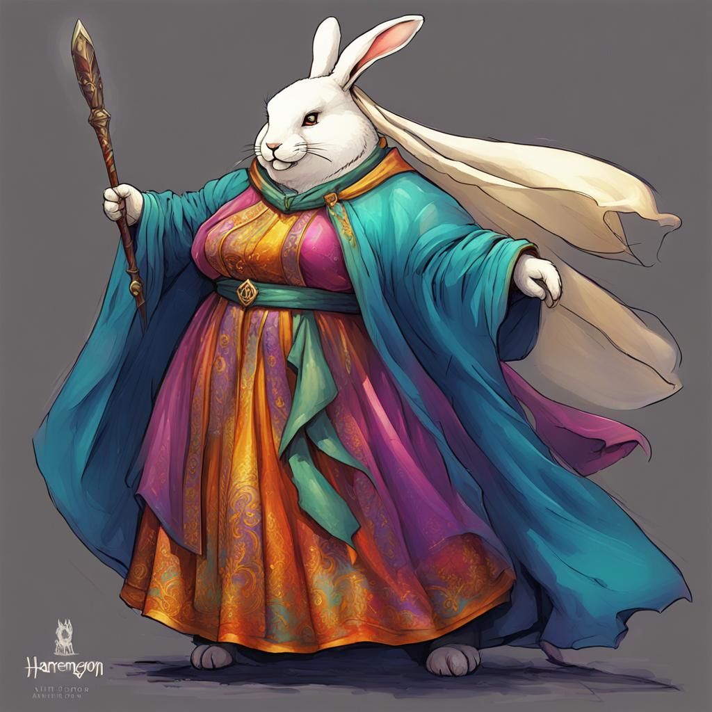 Anthropomorphic Rabbit Mage in Comic Noir Style