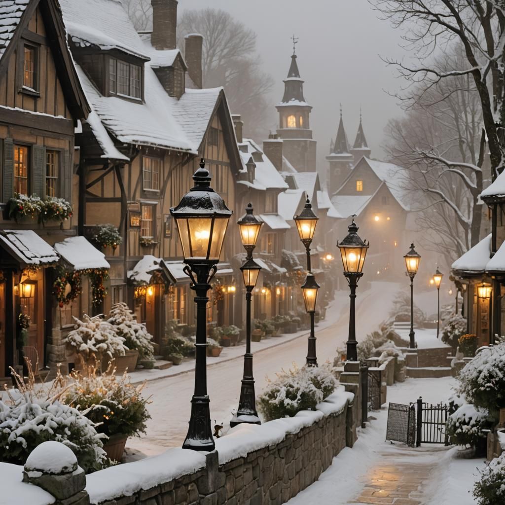 Quaint 19th Century Village in Matte Painting Style