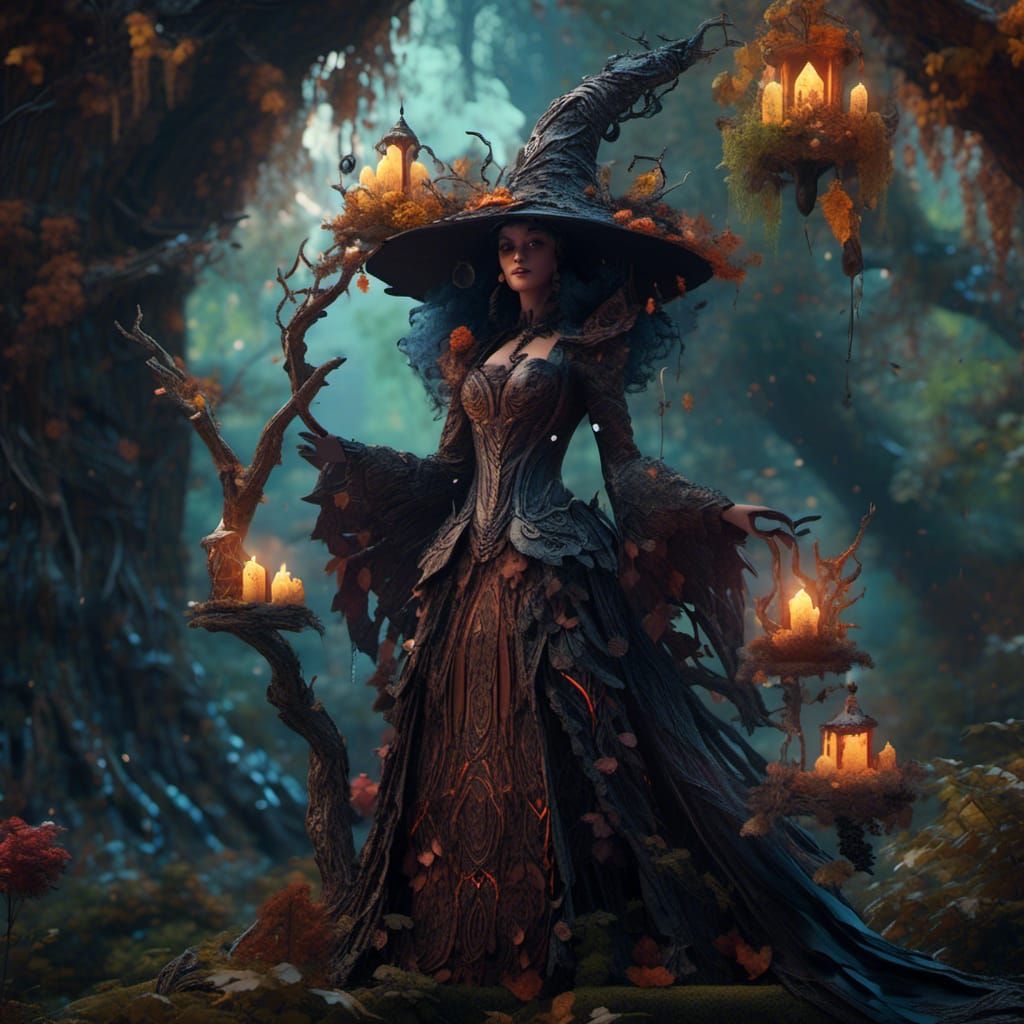 Ebony Wood Witch in Redwood Forest