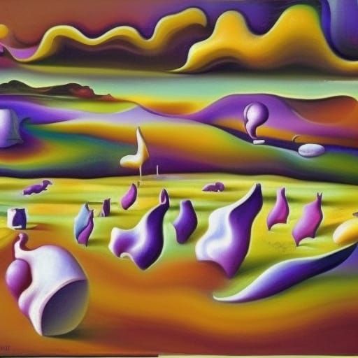 Pink Horses and Purple Hearts: A Surreal Landscape