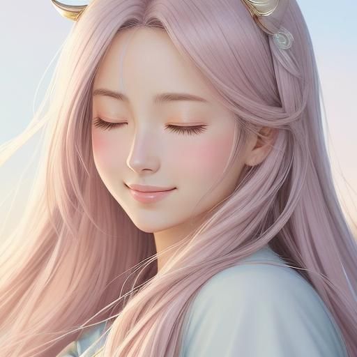 Belldandy Smiling Portrait in Manga Style