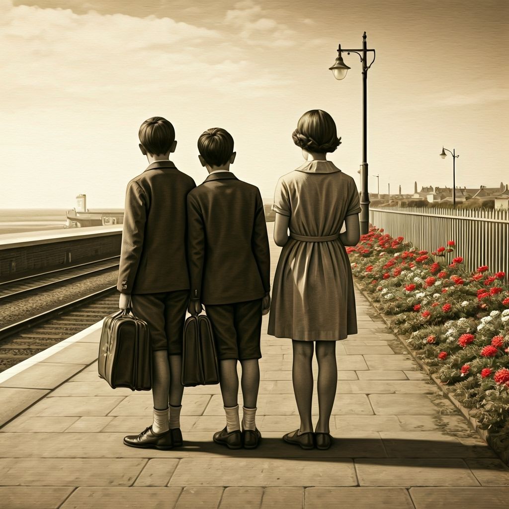 1960s Seaside Platform Scene in Grayscale
