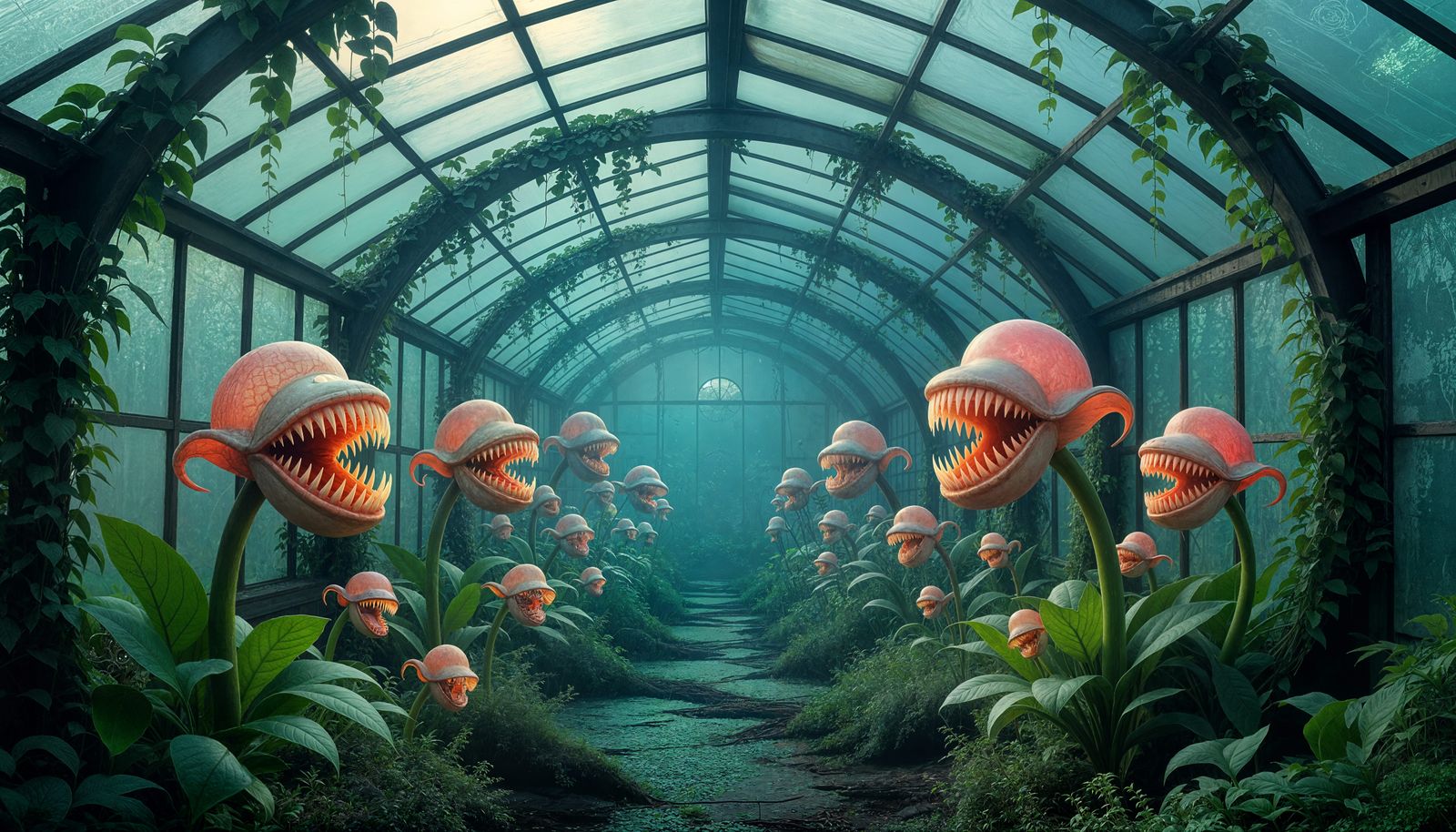 Glowing Fungi and Mutated Flowers Overtake Greenhouse