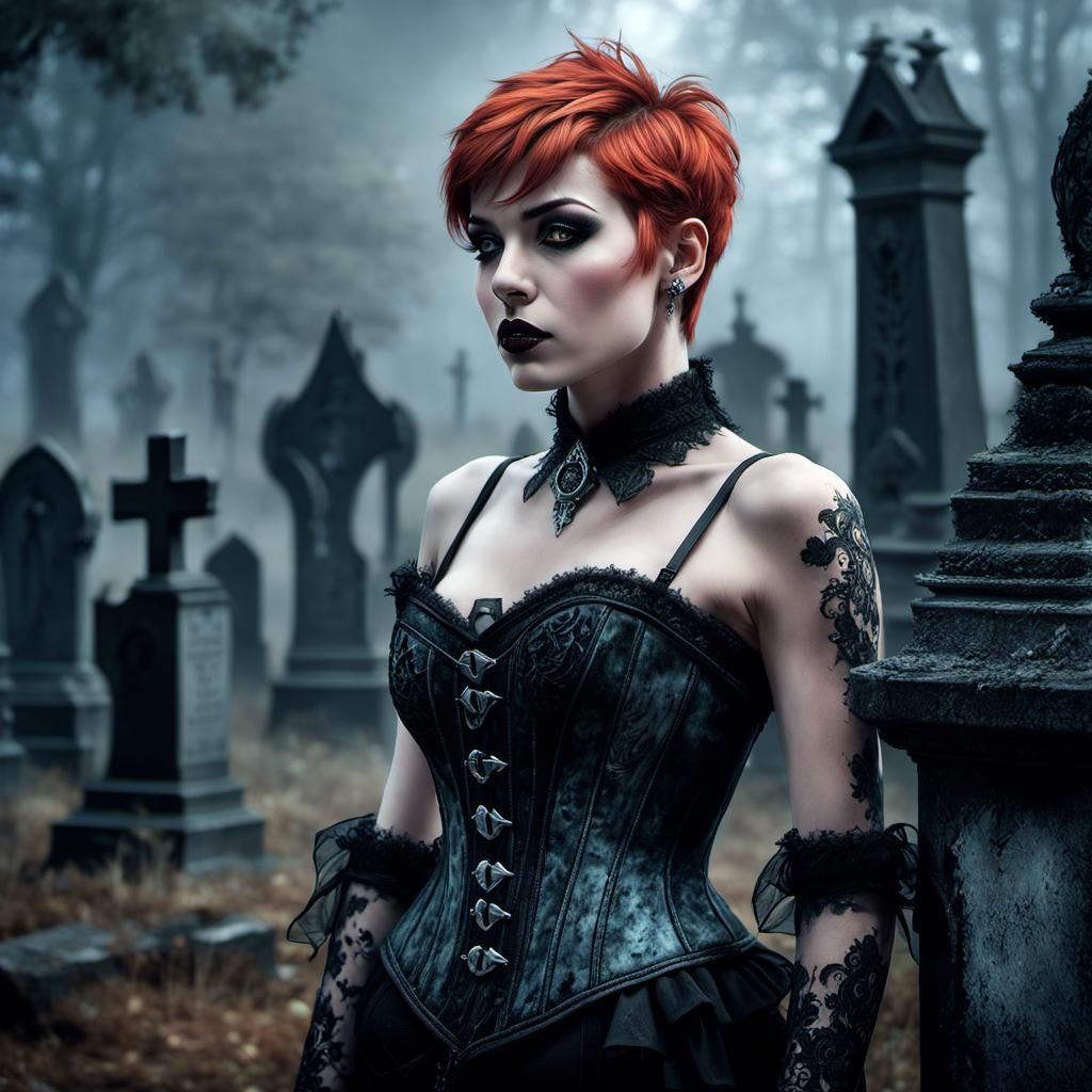 Gothic Horror Graveyard Illustration in Fantastic Realism