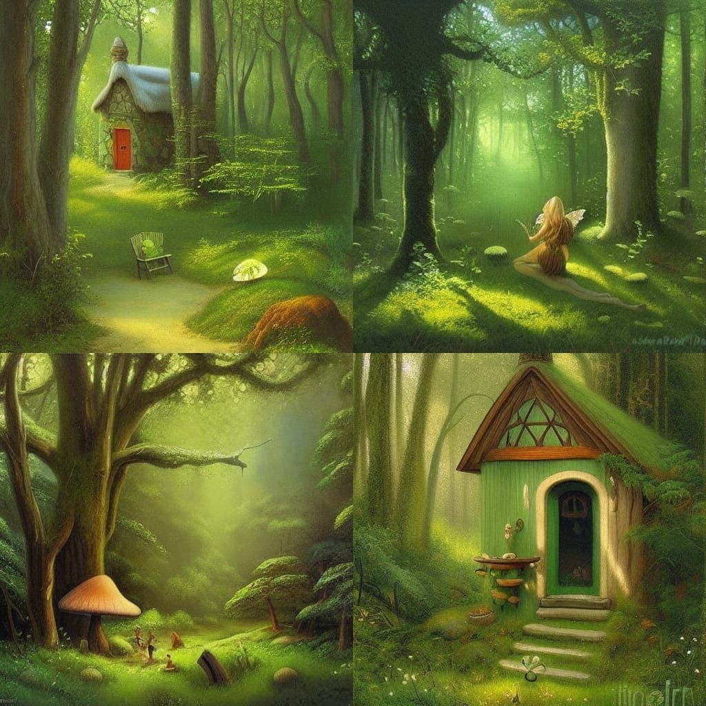 Forest Fairy Practicing Magic in an Oil Painting