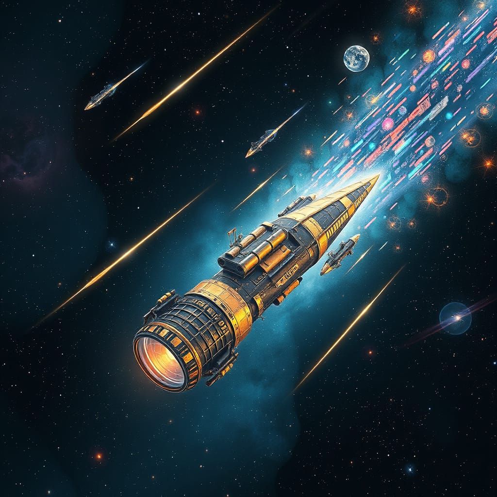 Cosmic Ancient Spacecraft in Meteor Shower