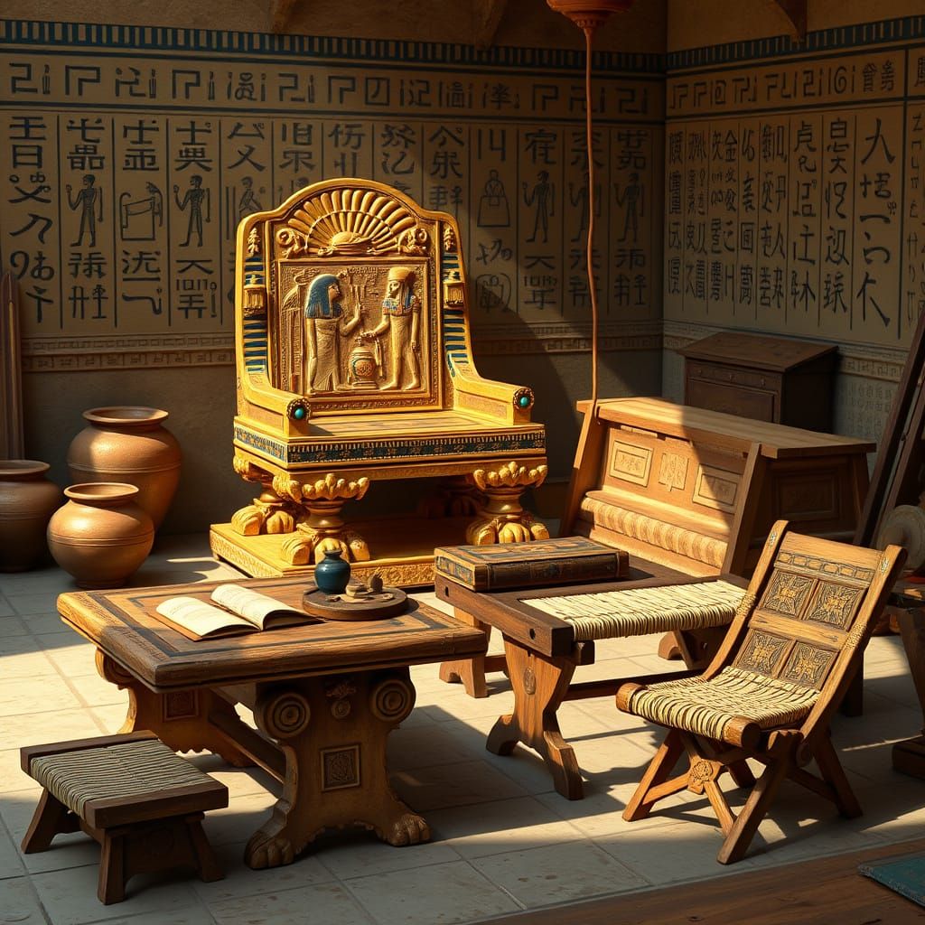 Ancient Egyptian Furniture Masterpieces in Intricate Detail