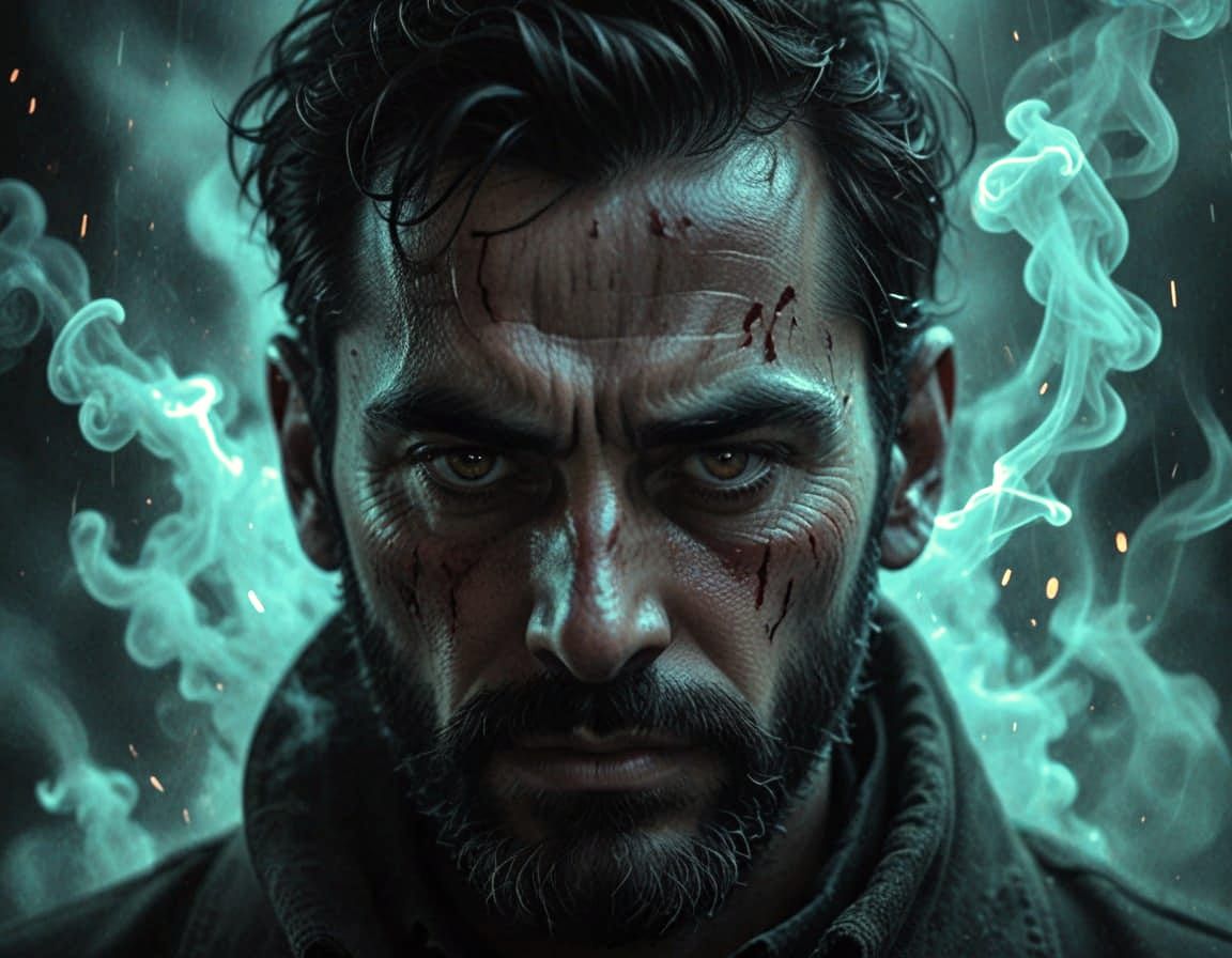 Astonishing Man in Red Light, Filled with Awe and Wonder