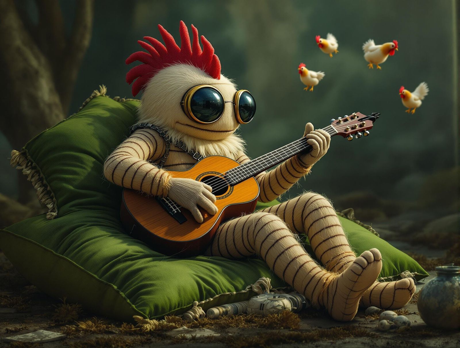 Gremlin chicken playing tunes