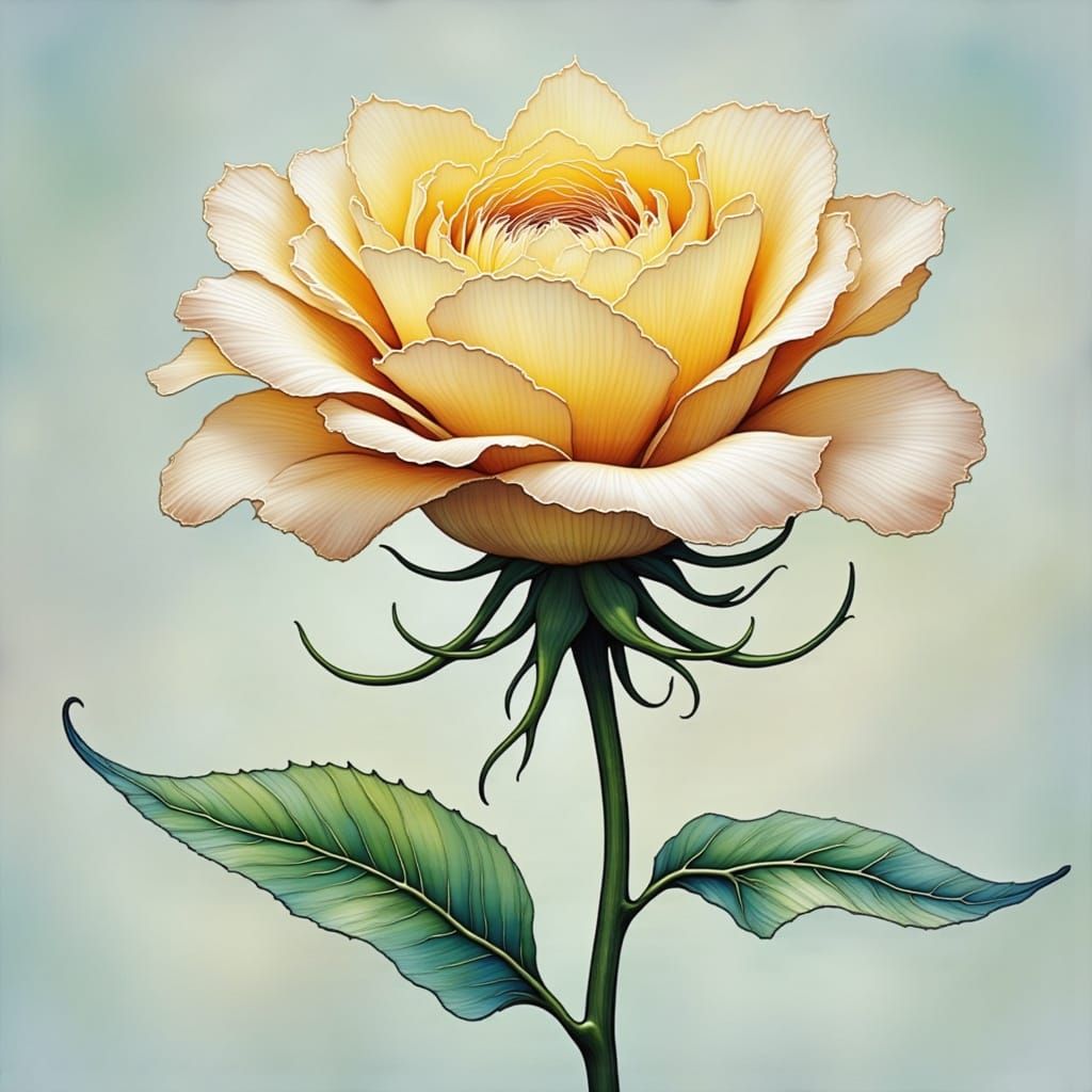 Whimsical Floral Scene in Watercolor Style