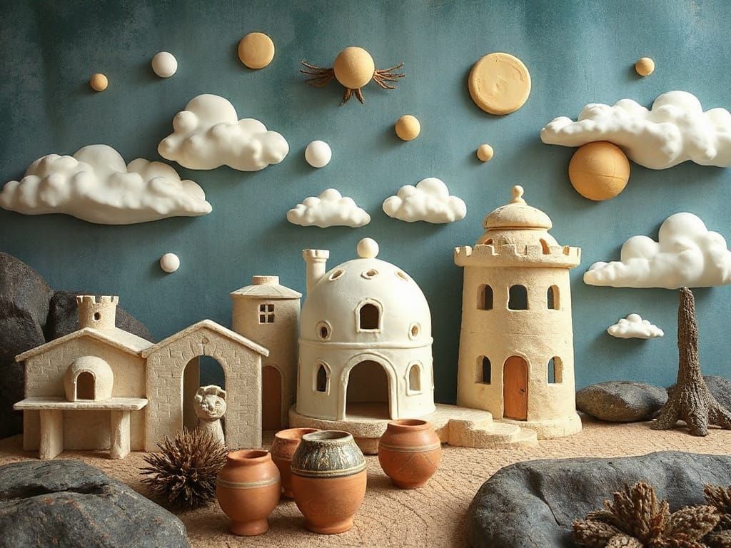 Surreal Architecture Dreamscape Inspired by Textile Art