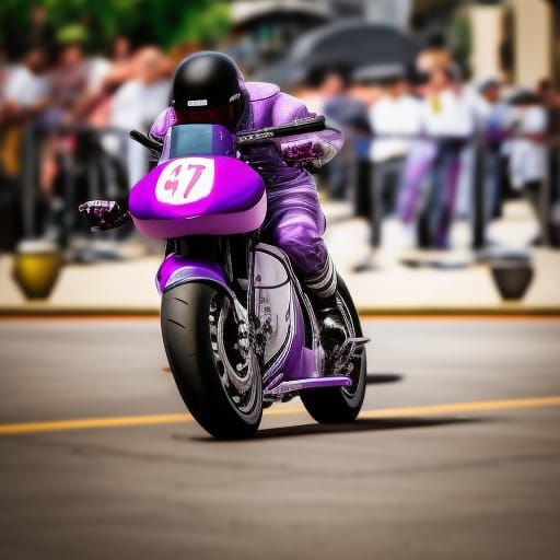 Purple Motorcycle Races to Victory