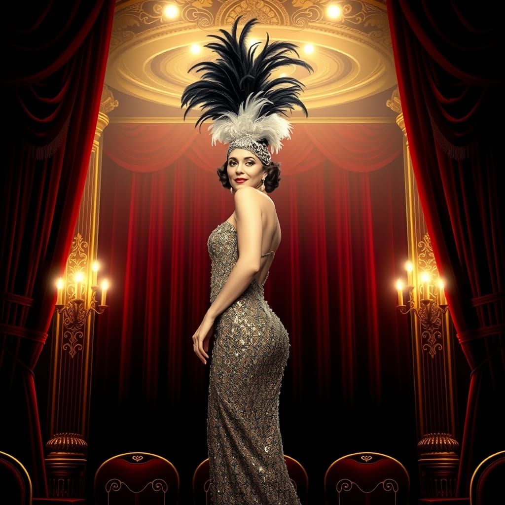 Vintage Showgirl in Art Deco Cabaret