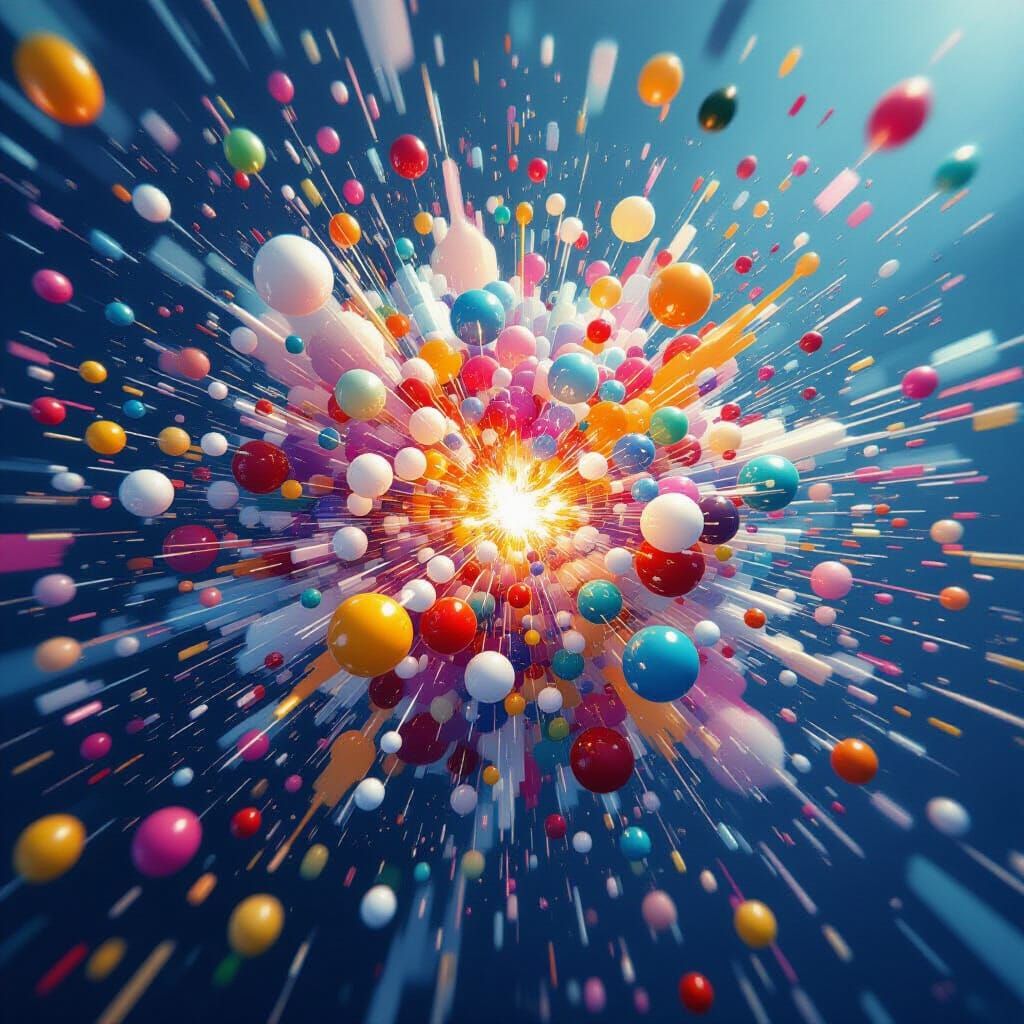 Dynamic Bead Explosion in Digital Art Style