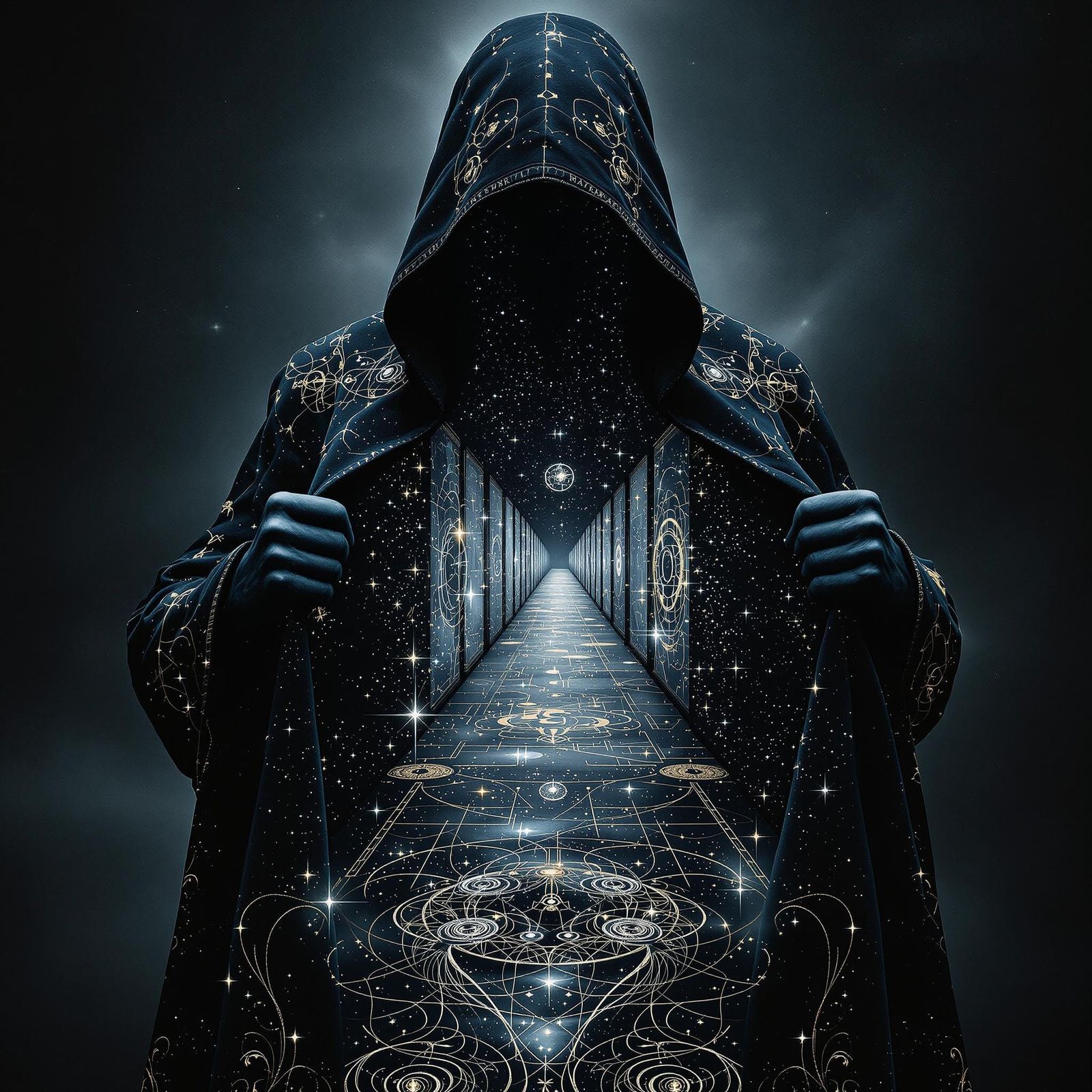 Enigmatic Figure in Cosmic Velvet Realm